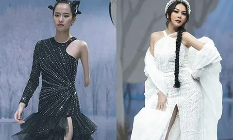 Người mẫu khuyết tay Hà Phương hạnh phúc khi diễn cùng đàn chị Thanh Hằng